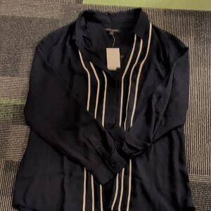 Banana Republic Black Button Down with Off-White Accents